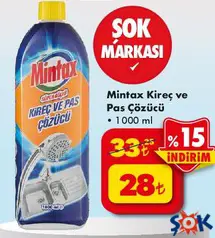 MİNTAX KİREÇ VE PAS ÇÖZÜCÜ 1000 ML